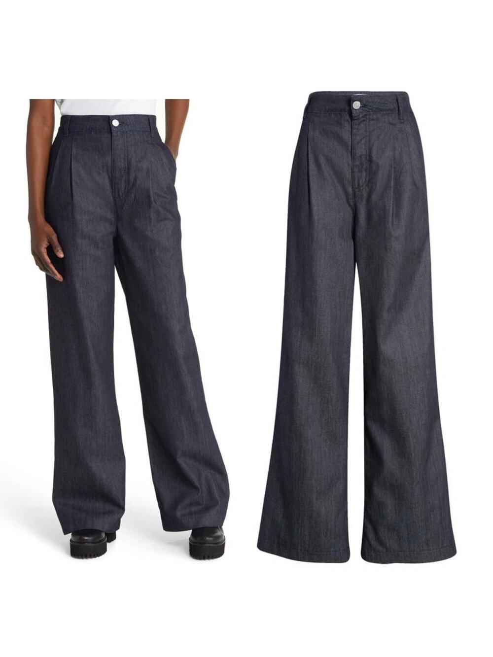 FRAME Pleat Wide Leg Denim Chinos Trousers Jeans Womens Sz 26 NWOT